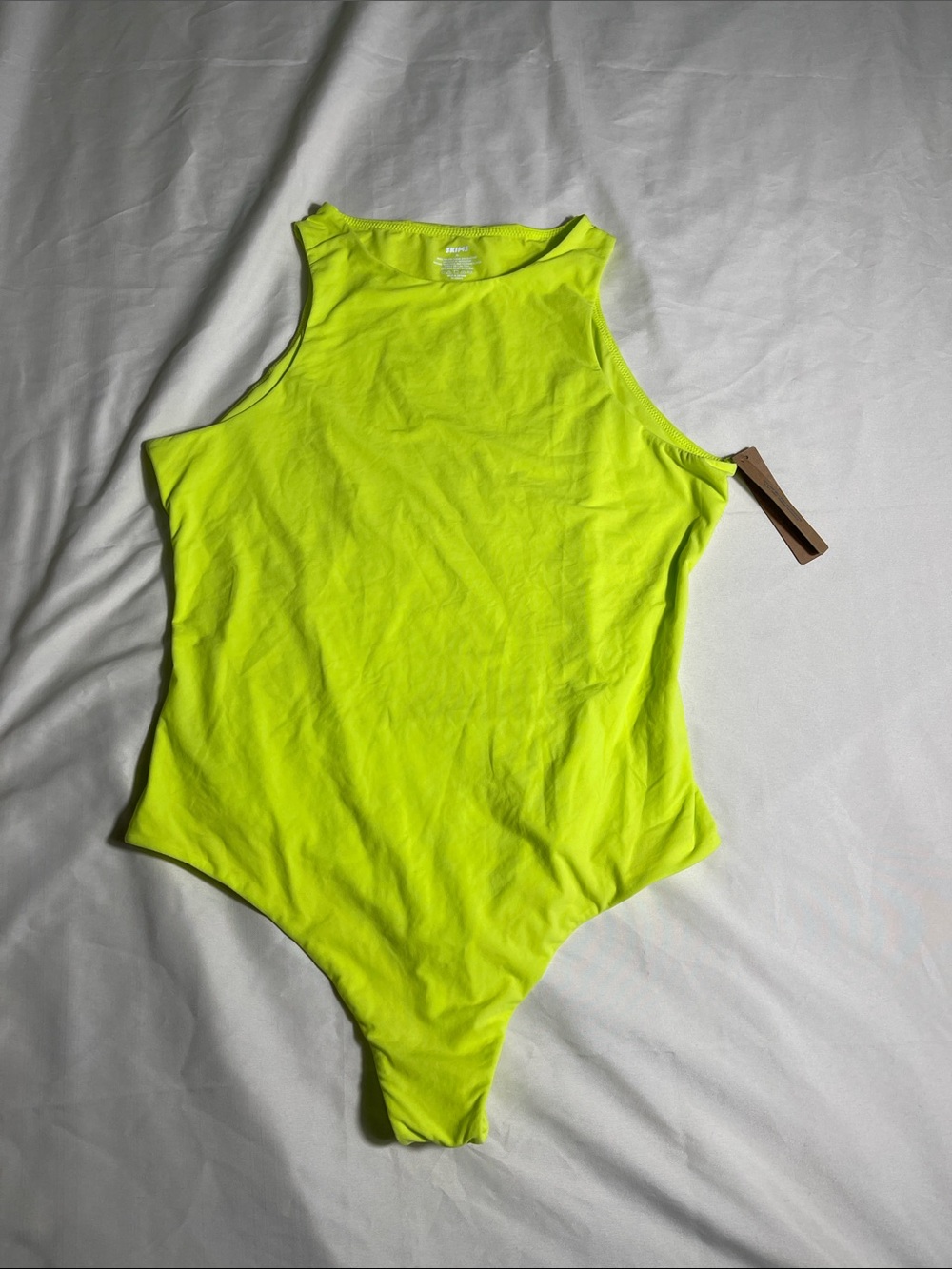 SKIMS Fits Everybody High Neck Bodysuit Daffodil 🌼 Neon Yellow XL NWT